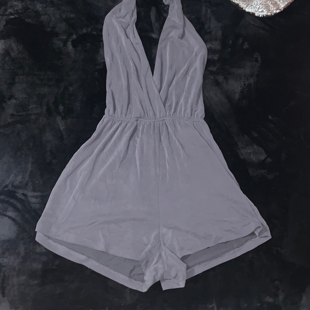 Size small ash gray halter-tie romper